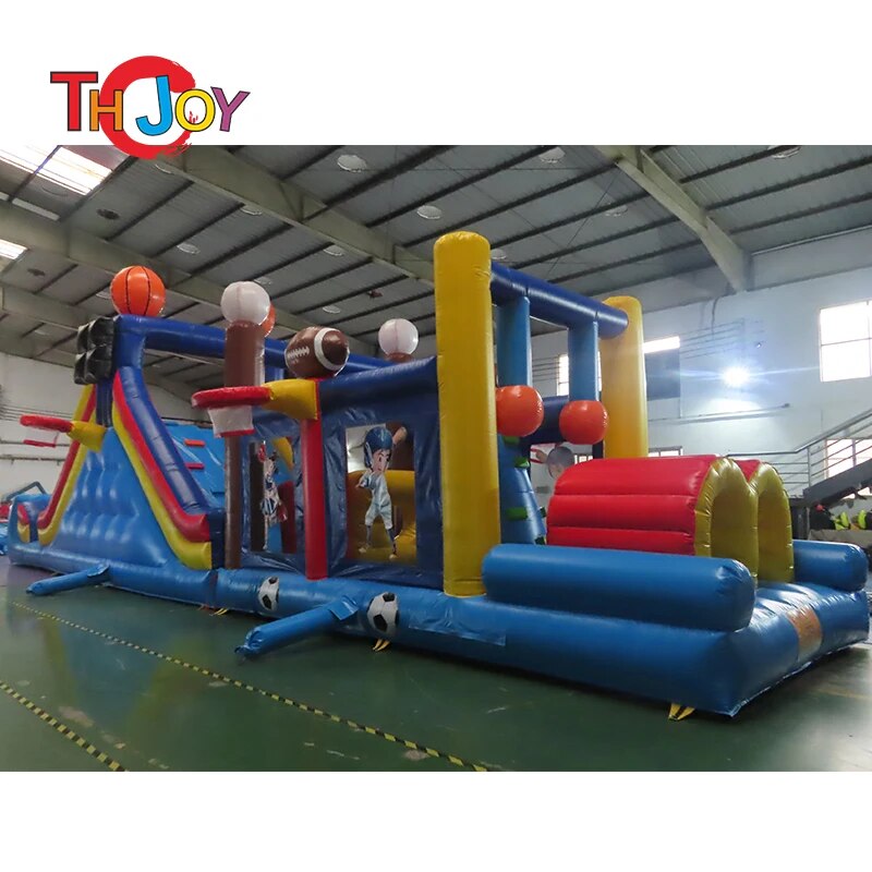 free sea ship to port, football baseball basketball soccer sport theme commercial inflatable obstacle course for kids