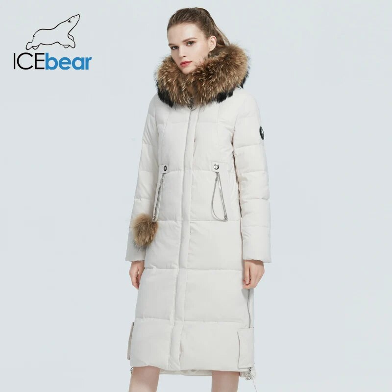 ICEbear 2023  winter women's coat  woman  jacket with fur collar windproof and warm parka fashion women's clothing GWD20263D