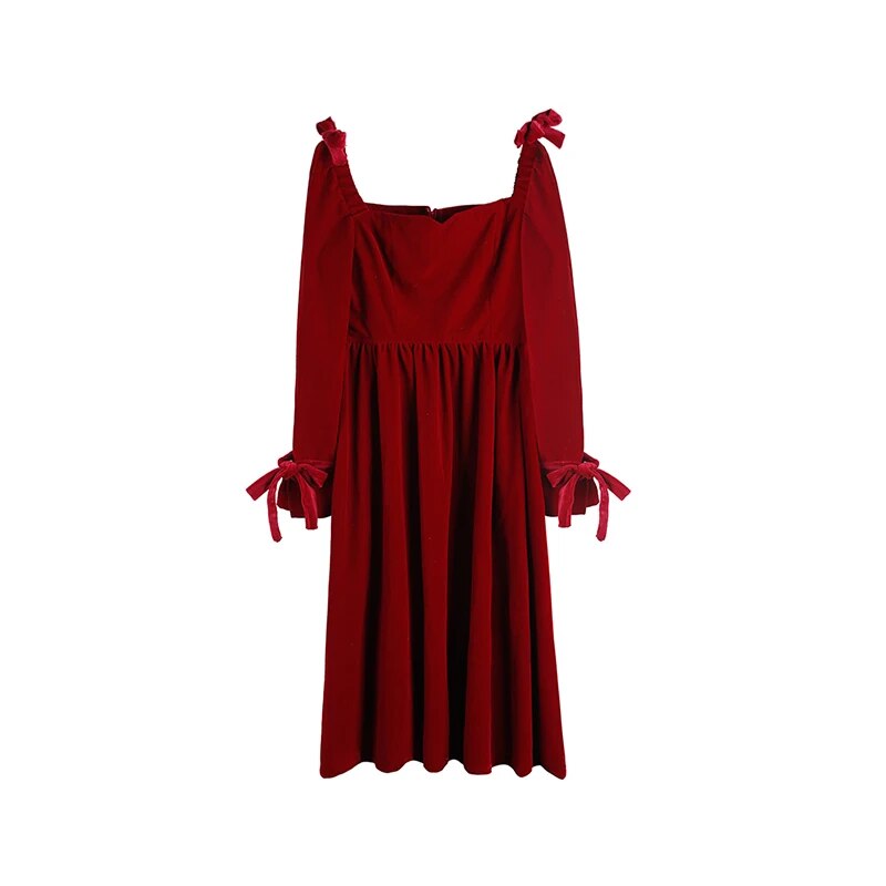 2020 new fashion women's clothing autumn Square Collar  Full  Knee-Length  Vintage  dresses  dress