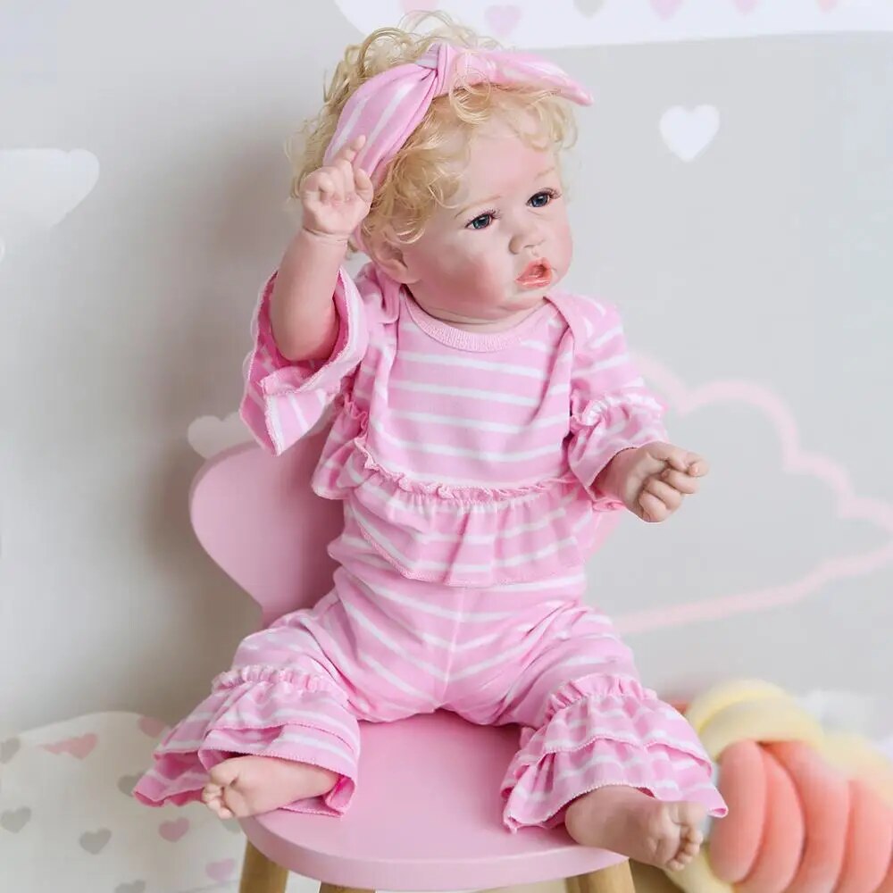 NPK 56CM  rebborn baby doll soft full body silicone100% hand-made detailed painting collectiblescan take bath