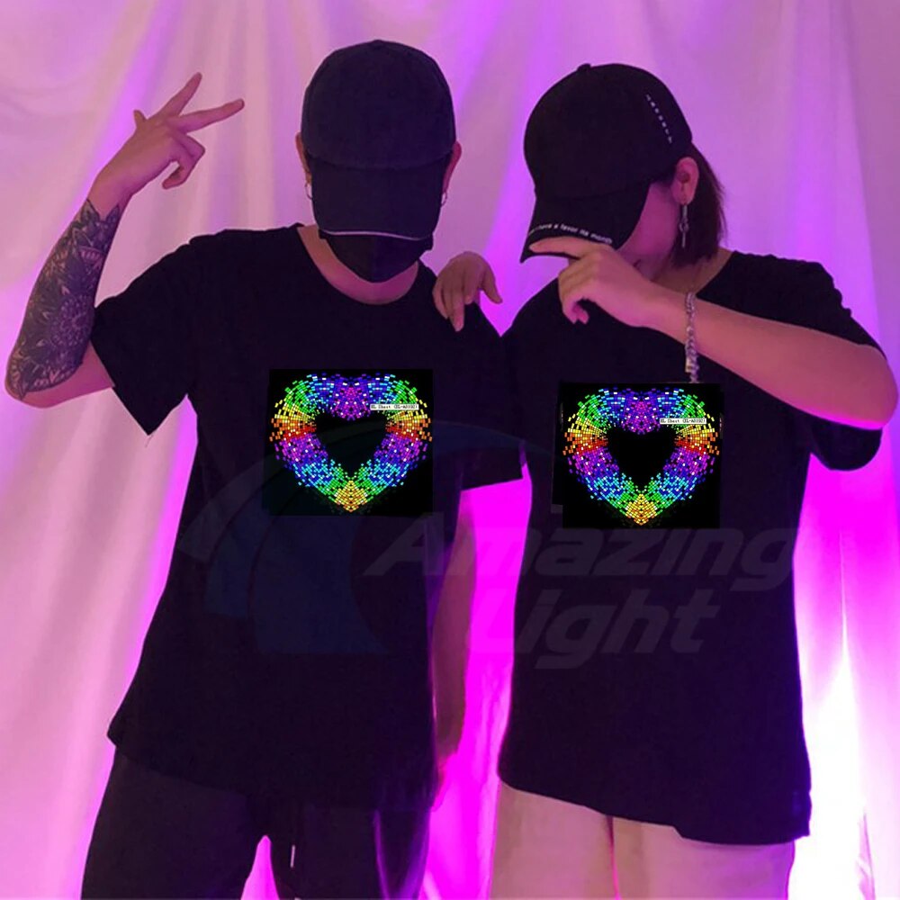 51pcs/lot Chirstmas Halloween led T-shirt  Sound Activated Flashing Light T Shirt Light Up Down Music Party