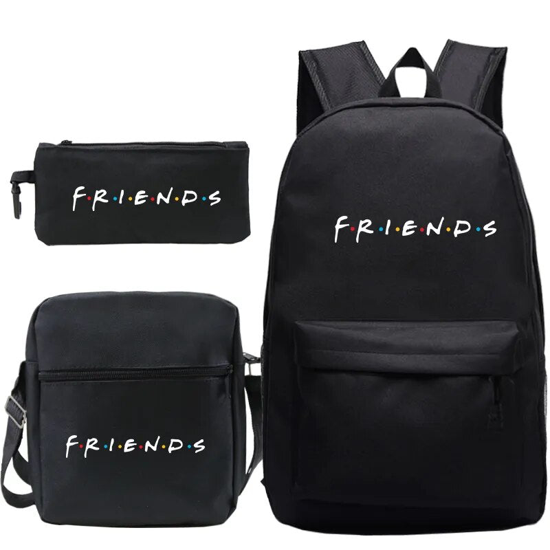 3 Pcs Set Friends Backpack Prints Knapsack for Teenagers Girls Boys Travel Bagpack Children School Bags