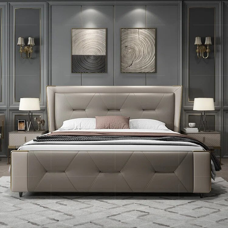 light luxury king-size bed Hong Kong style minimalist bed minimalist modern master bedroom double bed wedding bed furniture