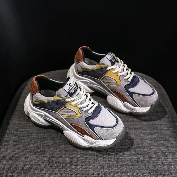 Korean Spring and Autumn New Shoes Women's Platform All-match Sneakers Women's Breathable Color Matching Shoes