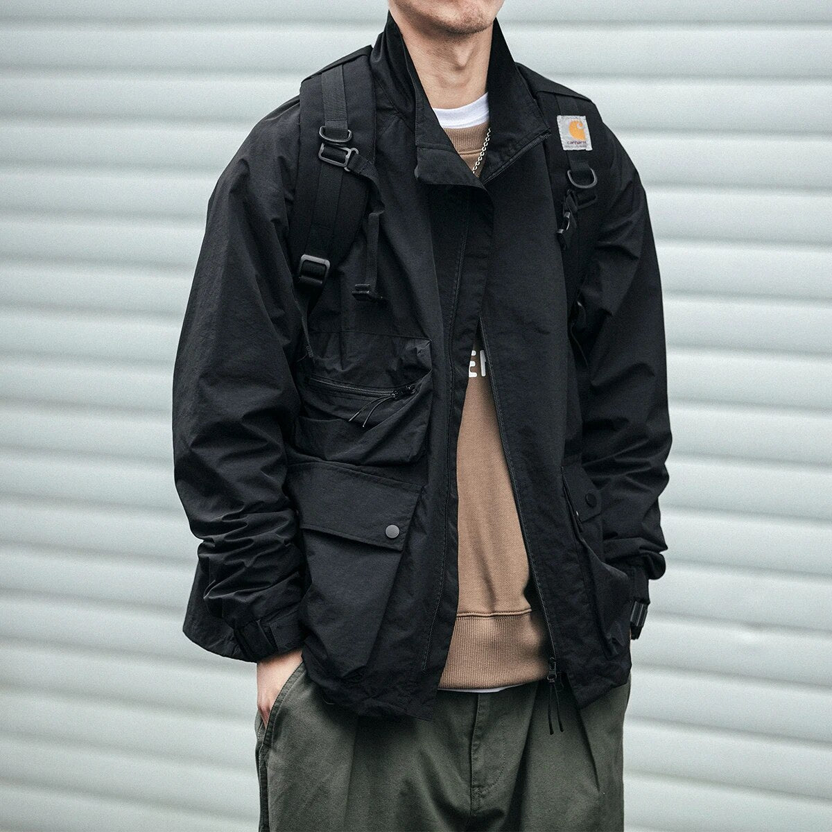 Spring Autumn Fashion Workwear Jacket Men'S Clothing Japanese Streetwear High Quality Stand-Up Collar Outerwear Harajuku Coat