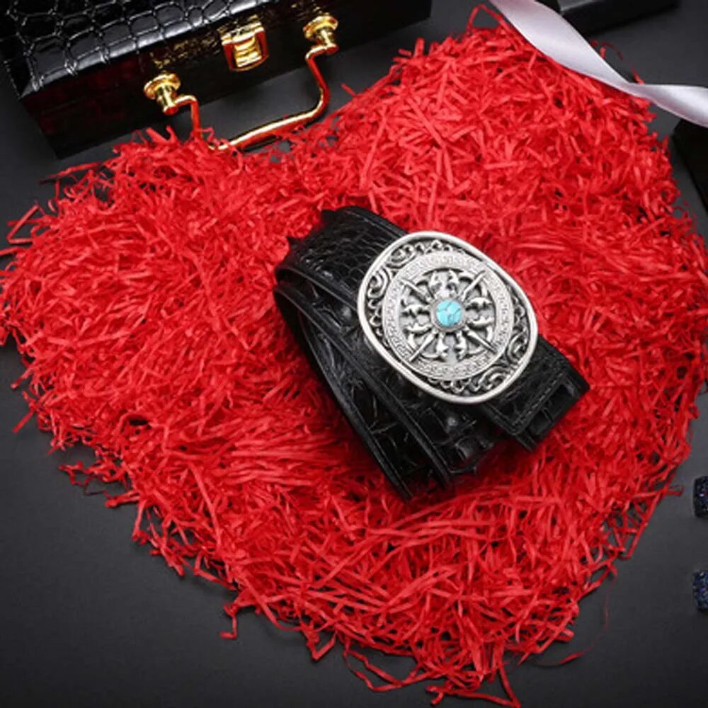 linshe  male belt  925 silver  Jade buckle  business  leisure  male crocodile  belt  men crocodile leather