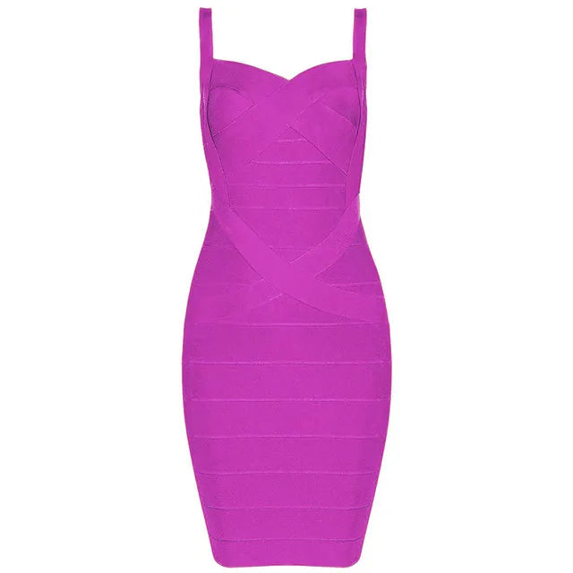 Women'S Sexy Bandage Dresses Christmas Autumn Sleeveless Spaghetti Belt Stretching Fitness Club Party Dress Mini Bodyconvestodos - KAISERINC