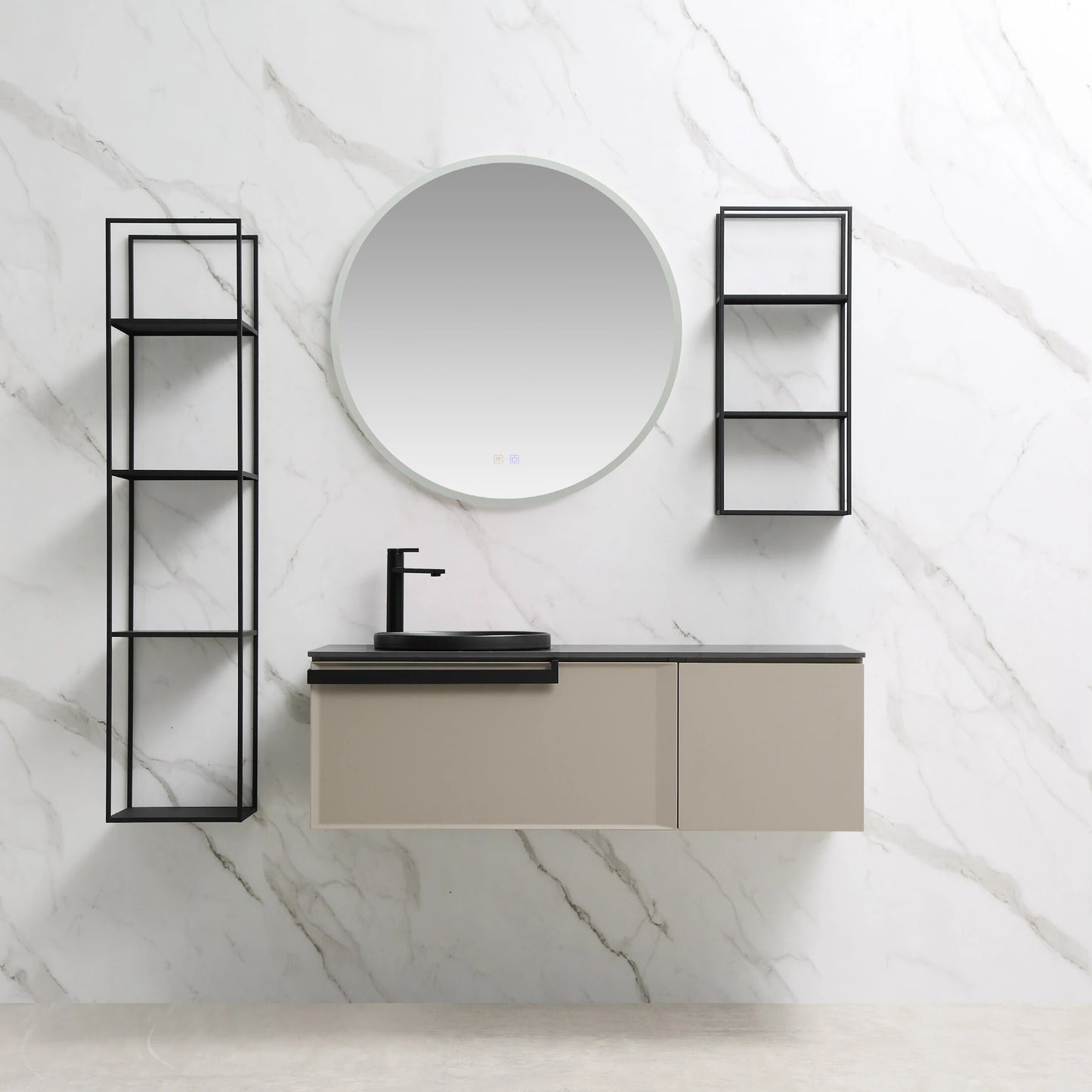Bathroom furniture, light luxury solid wood bathroom cabinet, ceramic basin, LED mirror, combined bathroom cabinet