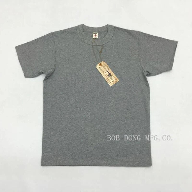 BOB DONG 300gr Basic Tee Shirts Summer Heavyweight Cotton Men's Plain T-Shirts