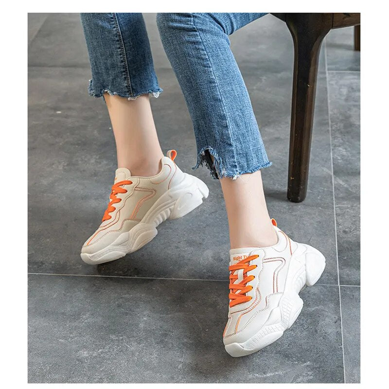 New Arrival Instgram Hot Flat Women Orange Sneakers Shoes
