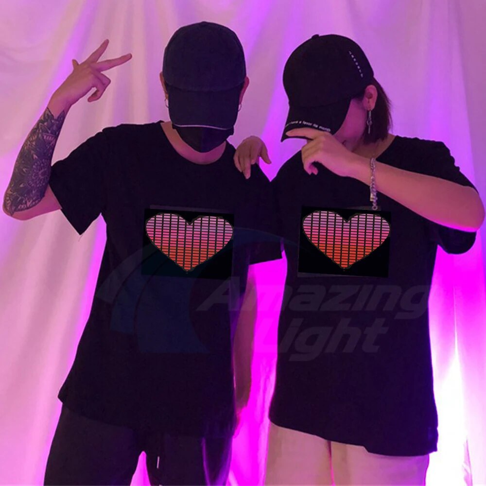 51pcs/lot Chirstmas Halloween led T-shirt  Sound Activated Flashing Light T Shirt Light Up Down Music Party