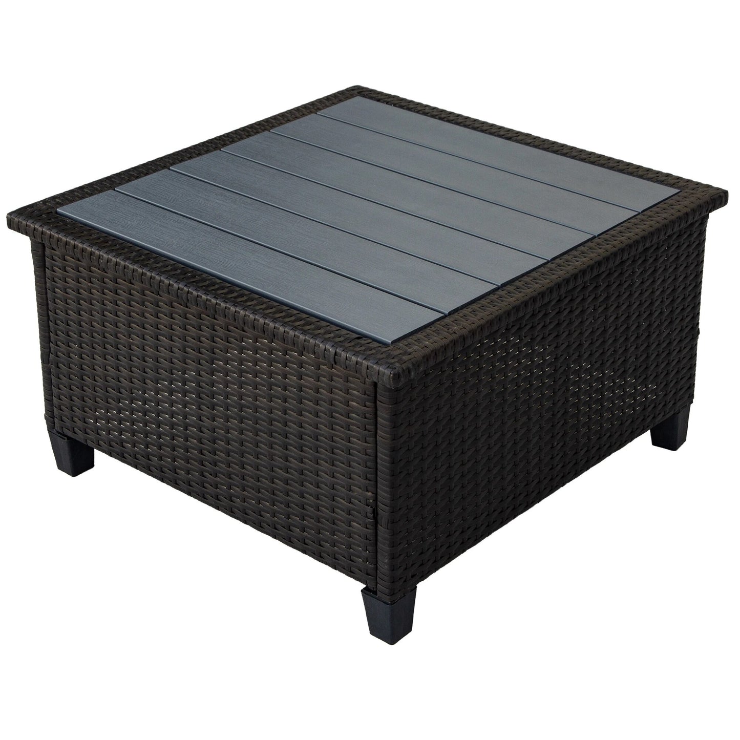 Rattan Wicker Outdoor Patio Furniture Set U-Shape Sectional w/ Cushions&Accent Pillows 1 Table+4 Armless+2 Corner Sofa[US-Stock]