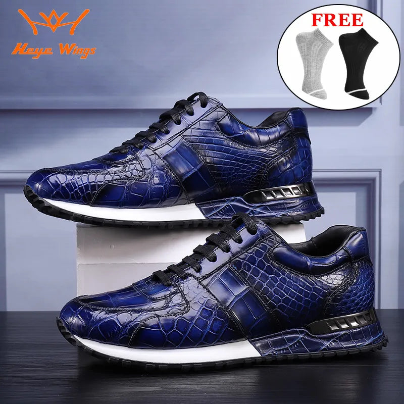 Luxury Sport Leather Shoes Handmade High-end Comfortable Sneakers For Men Blue Wine Green Colours