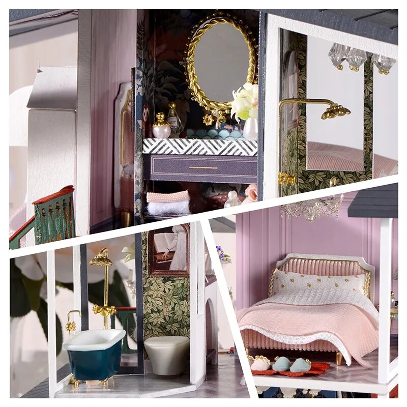 CUTEBEE DIY Dollhouse Wooden Doll Houses Miniature Doll House Furniture Kit Casa Music Led Toys for Children Birthday Gift A81
