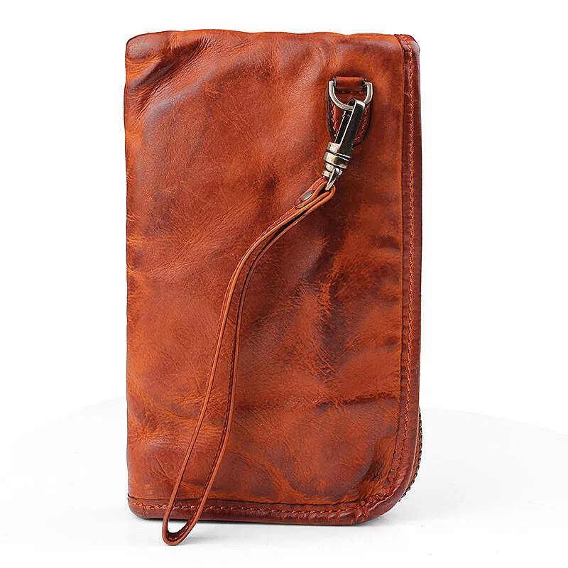 PNDME vintage designer real cowhide men long wallet luxury genuine leather multifunctional women credit card holder clutch purse