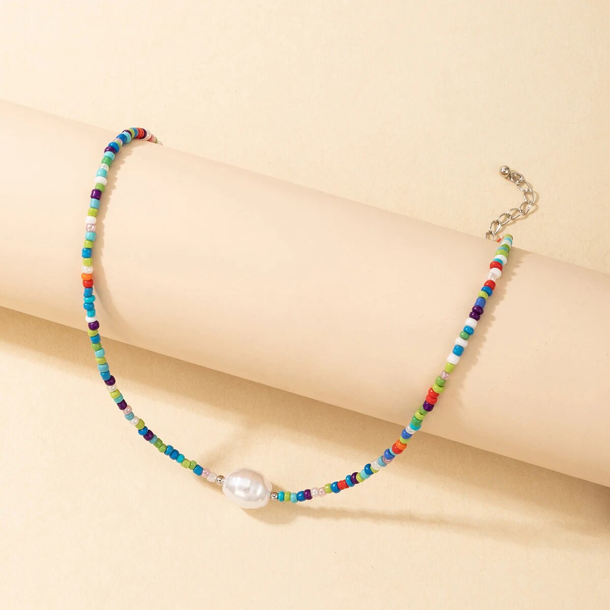 Tocona Colorful Beaded Necklace for Women Charms Luxury Pearl Stone Chain Choker Handmade Ajustable Boho Jewelry Collar 18238