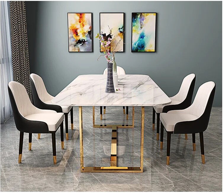 Light luxury dining table Simple post-modern round table multifunctional furniture with rotary table telescopic rotating househo