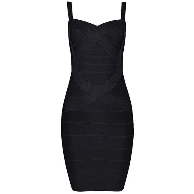 Women'S Sexy Bandage Dresses Christmas Autumn Sleeveless Spaghetti Belt Stretching Fitness Club Party Dress Mini Bodyconvestodos - KAISERINC
