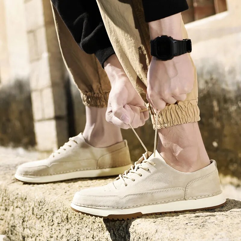 Brand men's high-quality leather retro low-top sneakers lightweight and comfortable men's sneakers fashion men's shoes Size 45