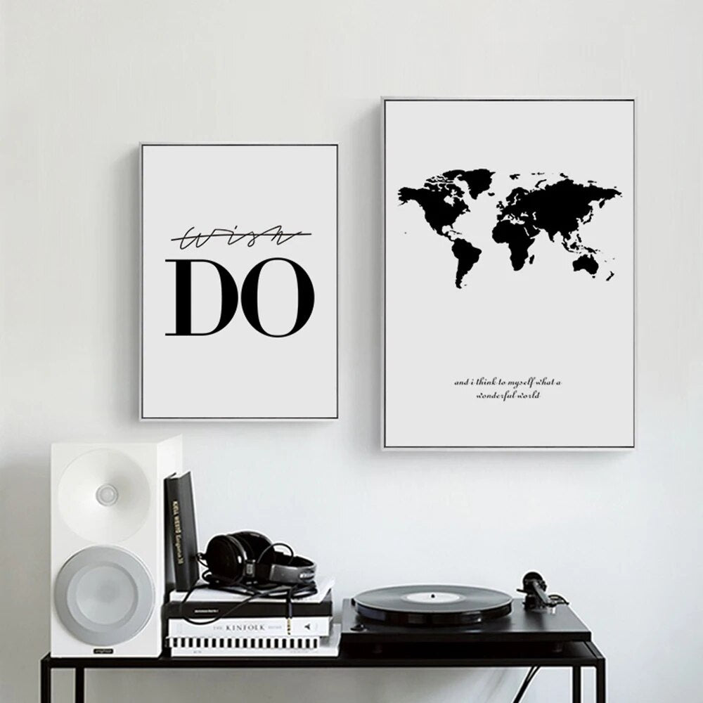 Nordic World Map Canvas Painting Wall Art Poster And Print Wall Pictures For Living Room Decorative Picture Plakat Home Decor