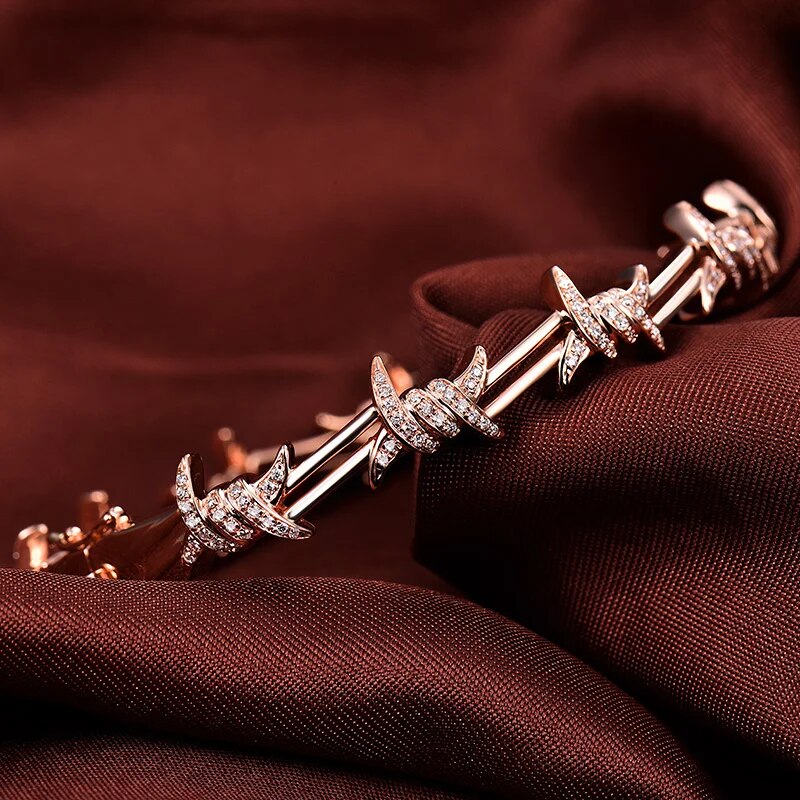 LOVERJEWELRY Diamonds Bangles Lady Wedding SI Genuine Diamonds Real 18Kt Rose Gold Bracelets For Women Luxury Lewels 2022