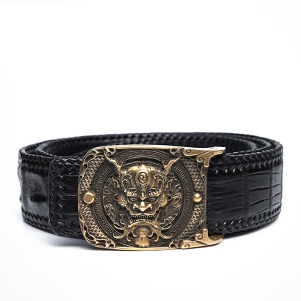 gete import  Estuarine crocodile leather belt  Men crocodile belt  brass  Carving  dragon  Smooth buckle  high-grade  men blet