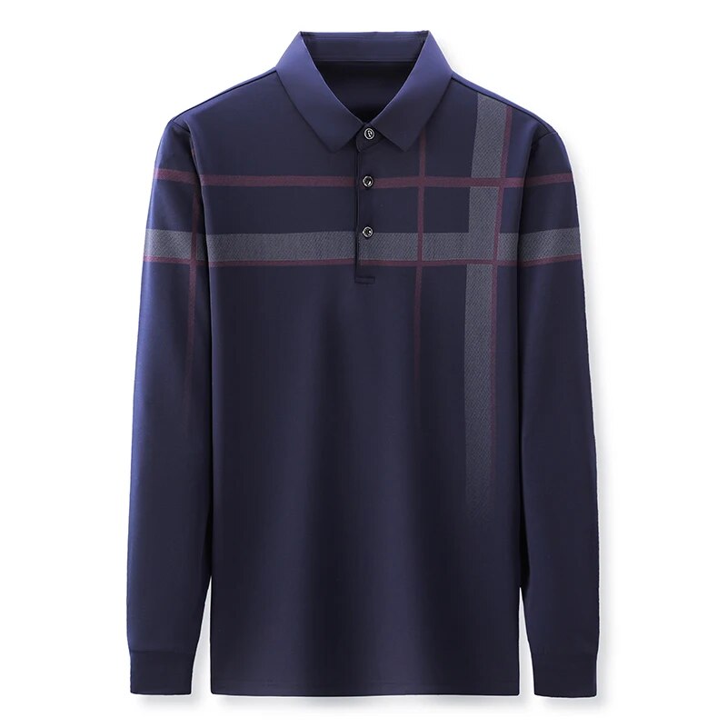 New Brand Plaid Polo Shirts Men Spring Autumn Long sleeve Tee Shirts Homme Slim Fit Korean Casual Camisa Polos T1068