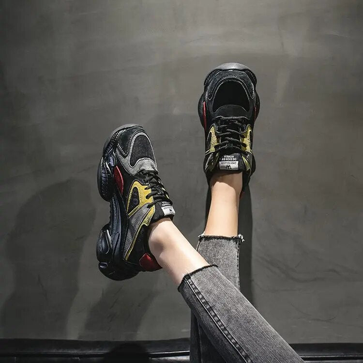 Korean Spring and Autumn New Shoes Women's Platform All-match Sneakers Women's Breathable Color Matching Shoes
