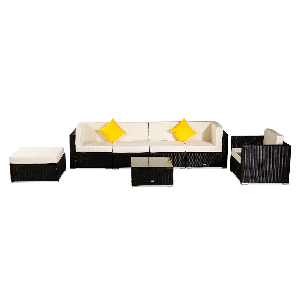 Patio Furniture Set 7 Pieces Patio PE Wicker Rattan Corner Sofa Set US Warehouse In Stock