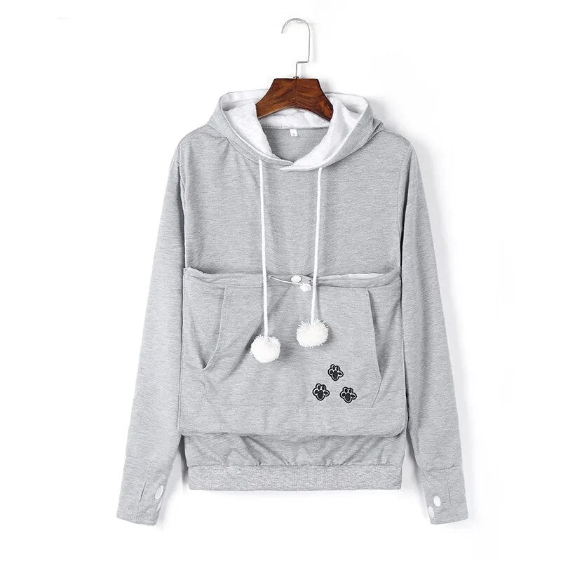 New Autumn Tops Cat Lovers Hoodie Kangaroo Dog Pet Paw Pullovers Cuddle Pouch Sweatshirt Pocket Animal Ear Hooded