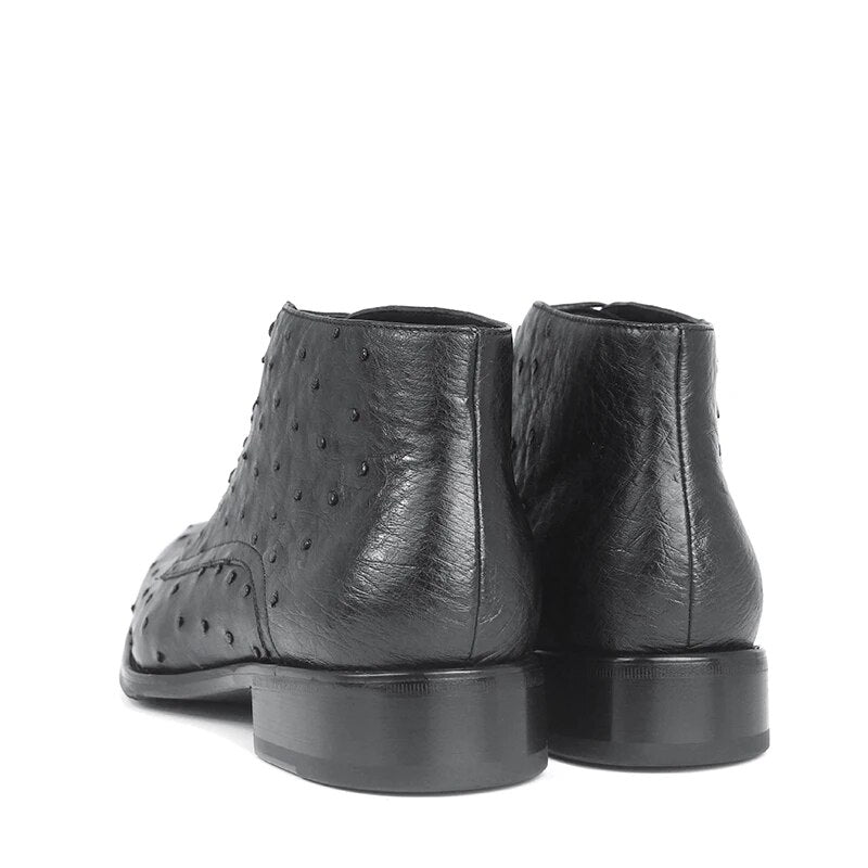 Sipriks Mens Ankle Boots Imported Ostrich Skin Desert Shoes High Quality In Stock Male Cowboy Boots Lace Up Derby Shoe Casual 43