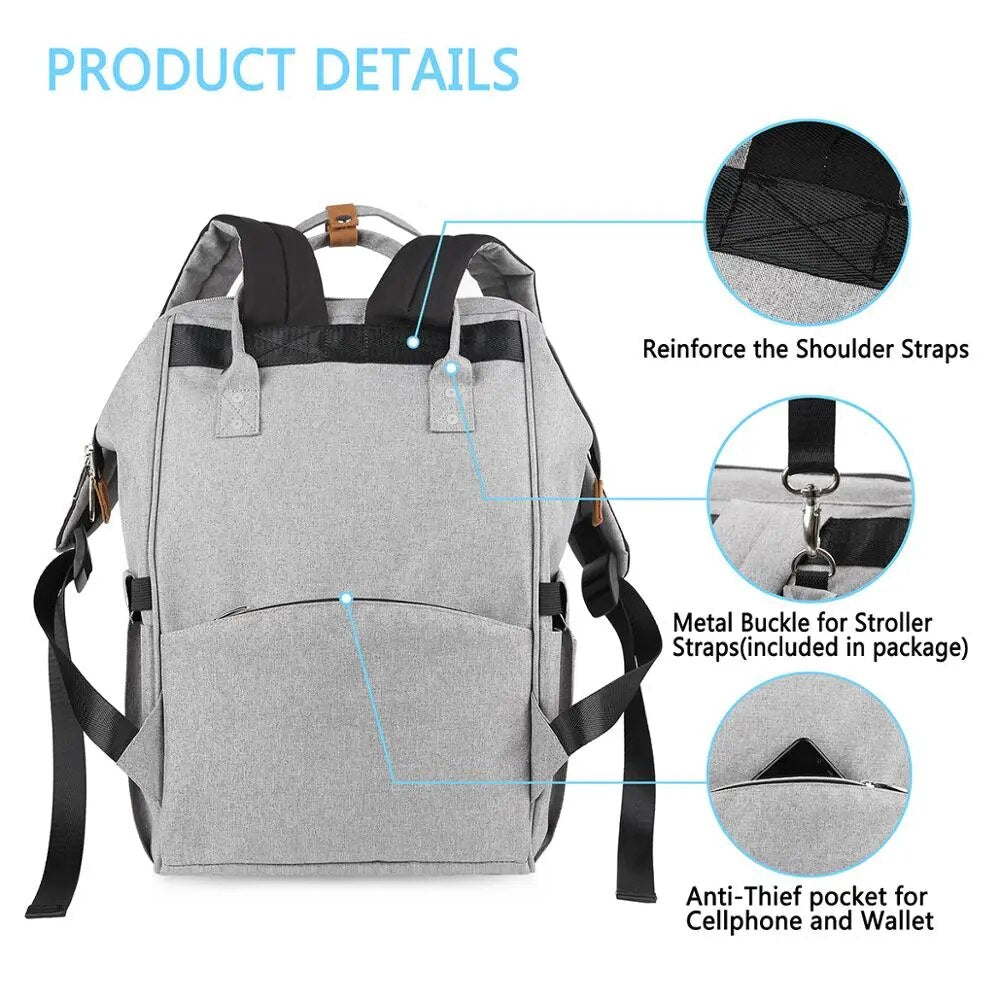 Diaper Bag Backpack Waterproof Travel Nappy Bags, Large Capacity Nappy Tote Stylish And Durable For Baby Care Bag