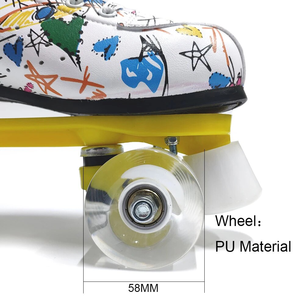 Microfiber Roller Skates Double Row 4 Wheels PU Skating Shoes Sliding Inline Skates Kids Gifts Roller Sneakers Training