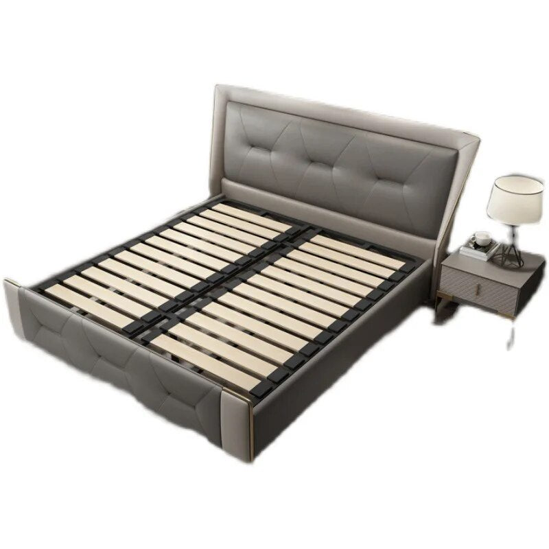 light luxury king-size bed Hong Kong style minimalist bed minimalist modern master bedroom double bed wedding bed furniture