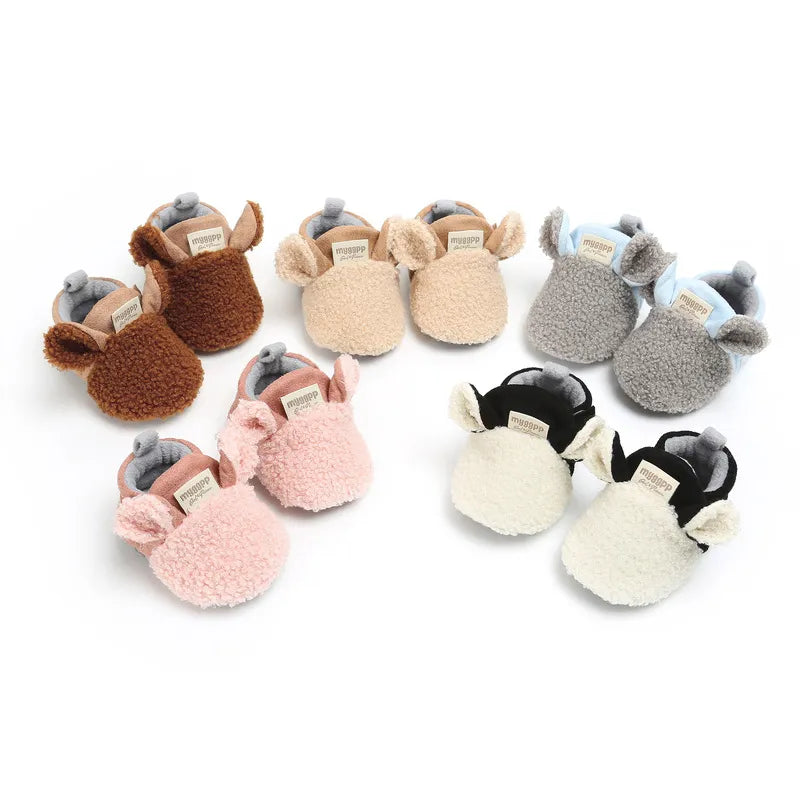 Baby Socks Shoes Boy Girl Booties Winter Warm Sheep Ear Crawl Toddler Prewalkers Cotton Soft Anti-slip Infant Newborn Crib Shoes