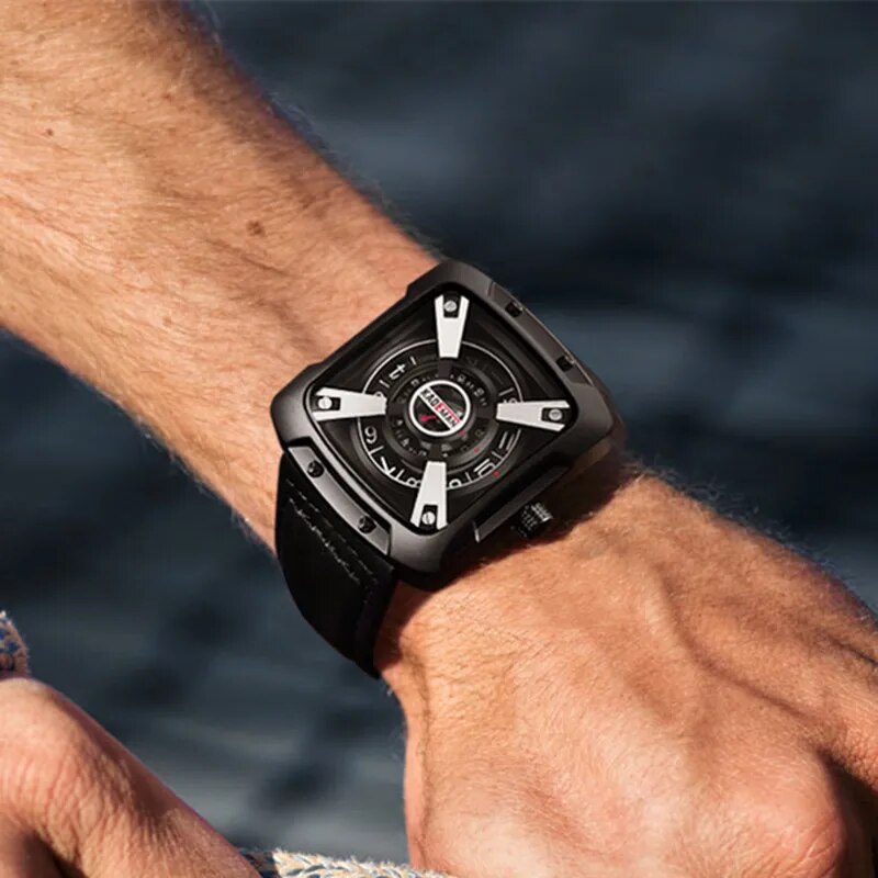 KADEMAN Top Brand Luxury Men Watches Waterproof Sport Square Leather Strap Quartz Watch Casual Wristwatch Male Relogio Masculino