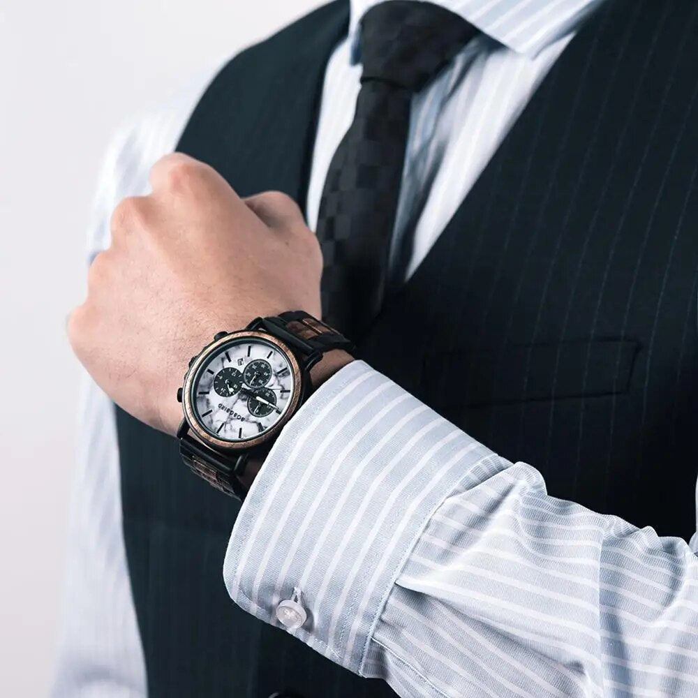 relogio masculino BOBO BIRD Watch Men Luxury Stylish Wood Watches Timepieces Chronograph Military Quartz Men's Gift