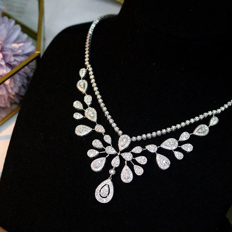 JK&JY Luxury 18K White Gold 6.5ct Natural Diamond Necklace Weight 37 g Noble Party Jewelry 100% Quality Assurance