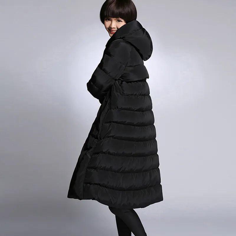 2020 womens winter thick down coats black navy blue army green red  8XL size  clothes female  long jackets for women winter - KAISERINC