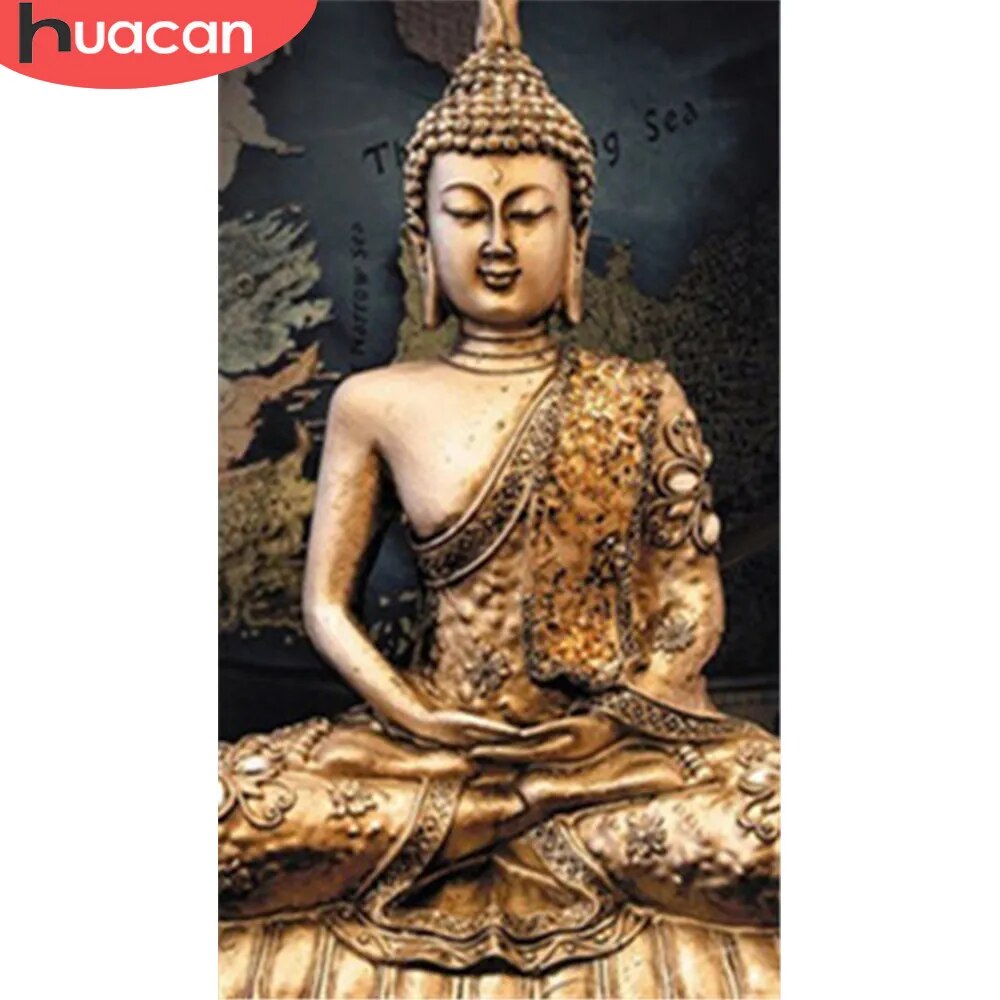 HUACAN 5D Diy Full Square Diamond Embroidery Mosaic Buddha Rhinestone Religion Portrait Diamond Painting Home Decor Gift