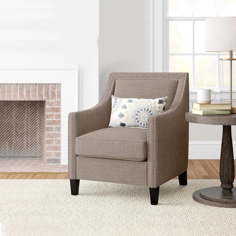High-Backed Leisure Armchair Sofa And Ottoman Set for Living Room Balcony Indoor Furniture Gray Brown[US-Stock]