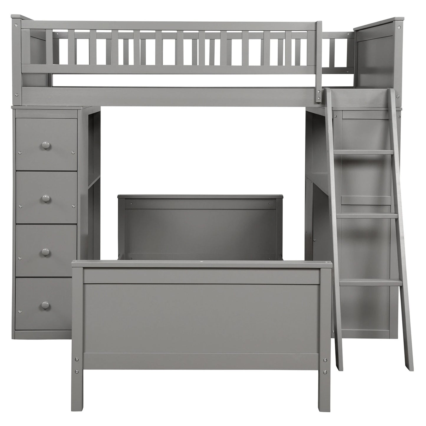 Two Colors Twin over Twin Bed with Drawers and shelves Bedroom Furniture for Livingroom US Warehouse