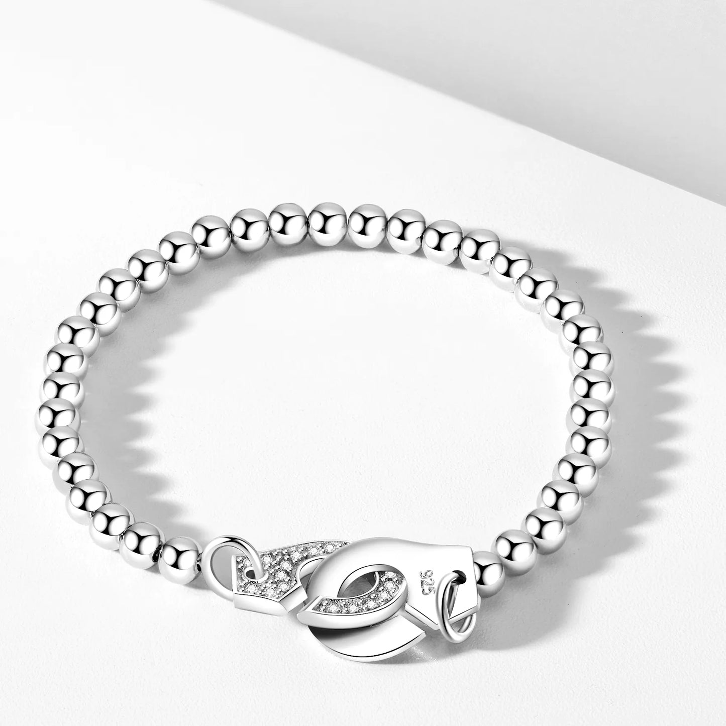 Moonmory France Popular 925 Sterling Silver Handcuff Bracelet For Women Many Silver Beads Chain Handcuff Bracelet Menottes