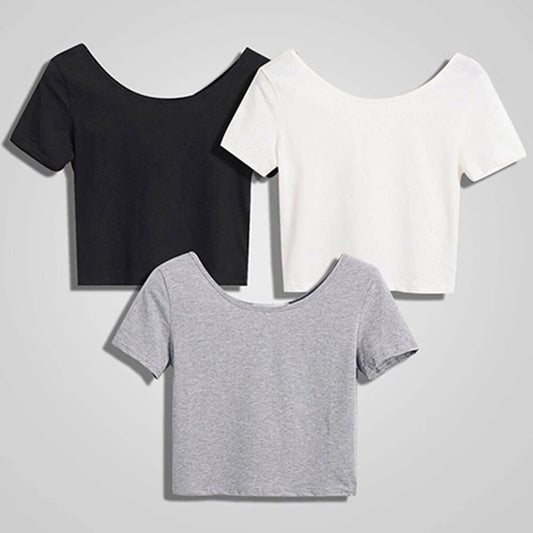 Sexy Black U Neck Crop Top Ladies Cotton Short Sleeve Women Clothes Harajuku Woman Tshirts Tee Korean T Shirt Women Top