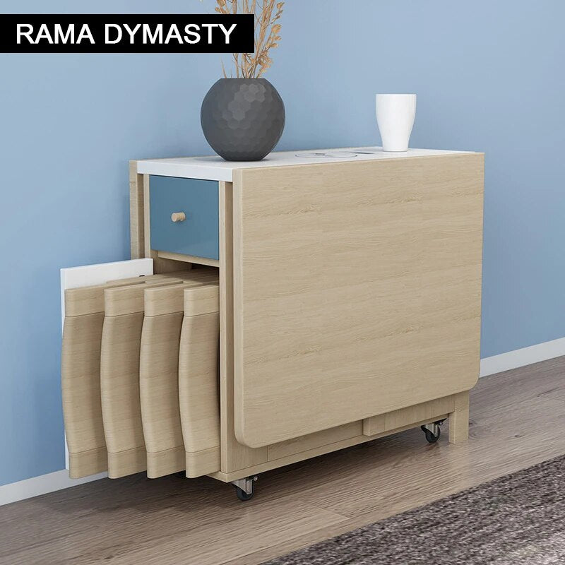 Fashion folding dining table furniture yemek masasi multifunctional rectangle dining table with 4 chairs