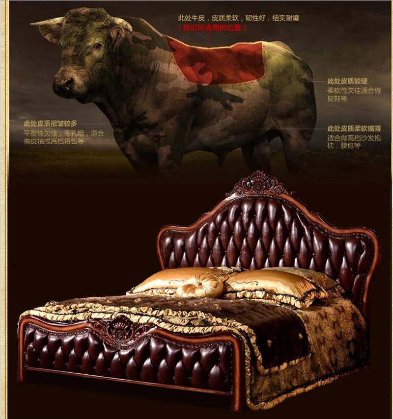 modern American solid wood bed 2 people Fashion  bedroom set furniture d1411