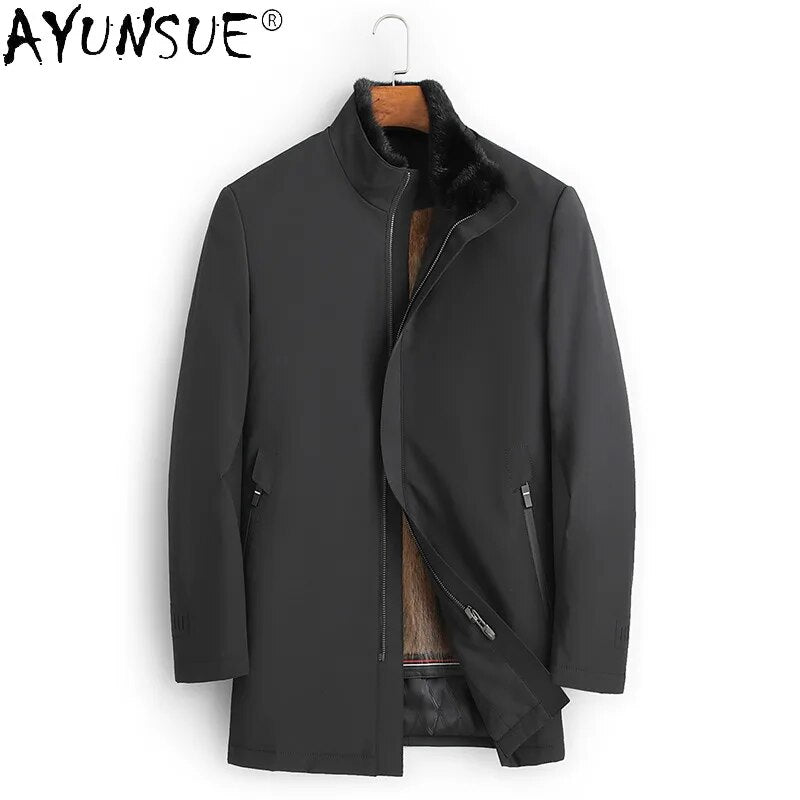 AYUNSUE 2020 Men's Clothing Winter Men Jacket Real Mink Fur Coat Thick Parkas Male Jackets 5XL Clothes Ropa De Hombre LXR482