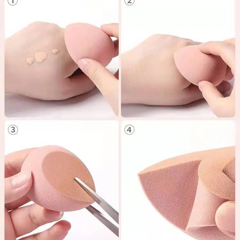 4 pcs Storage Box Beauty Make Up  Sponge Set Cosmetic Powder Puff Sponge For Face Makeup Foundation  Make-up Accessories&Tools
