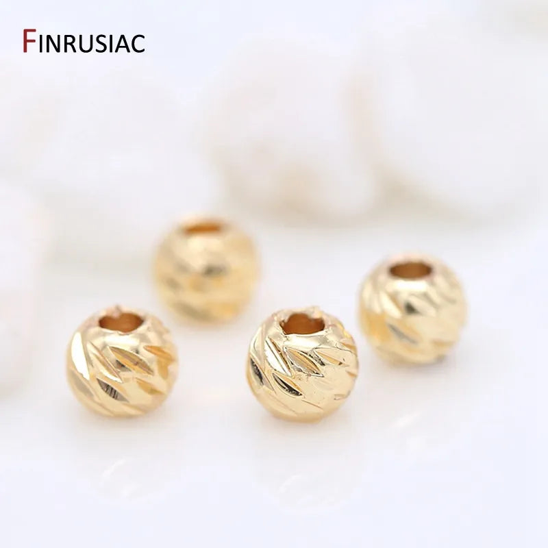 Gold Plated 2.5mm/3mm/4mm Round Spacer Beads Cutting Pattern Beads Accessories For Jewellery Making DIY Bracelets Necklaces