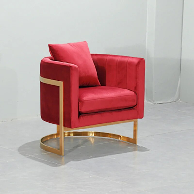 U-BEST Bedroom Furniture Green Velvet Armchair Modern Gold Finish Accent Chair,Metal Frame Chair